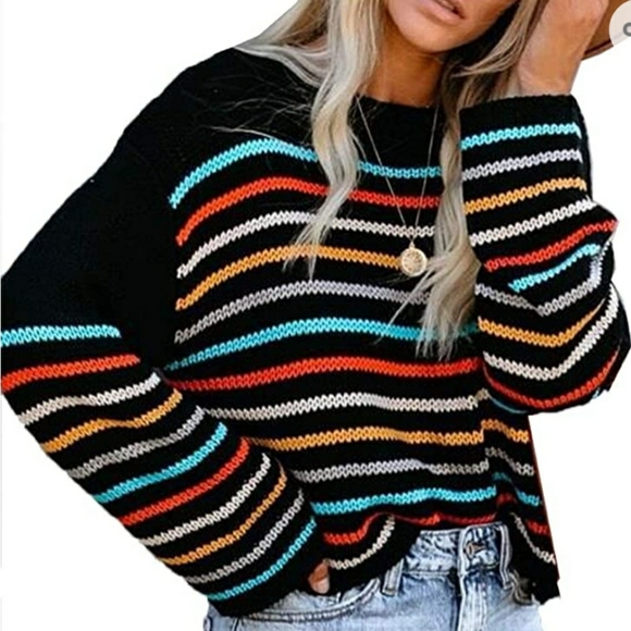 Striped Knit Pullover Sweater - Medium - Picture 4 of 6